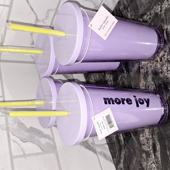 ♠️ Set of 4 Kate Spade “more joy” Insulated Tumblers. Purple. 20 oz. - Picture 1 of 8